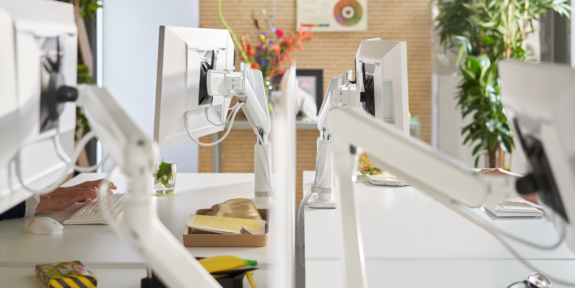 Dataflex office accessories such as monitor arms and toolbars